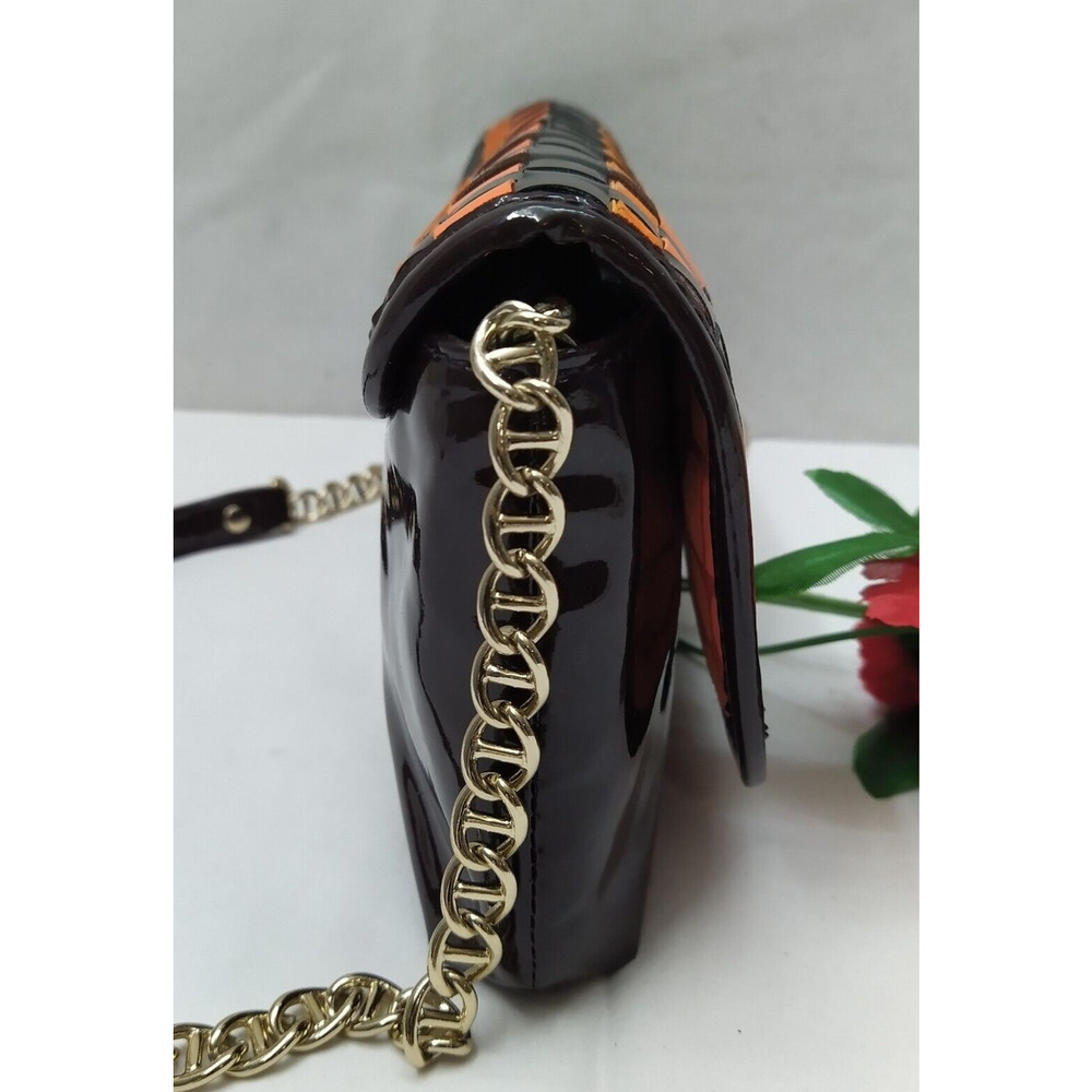 Kate Spade New York Orange Brown Patent Leather Chain Strap Hobo Shoulder Bag - Picture 5 of 16